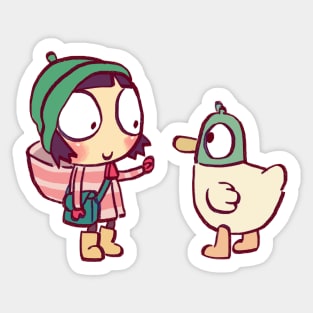 cute sarah and duck #4 / children's cartoon Sticker